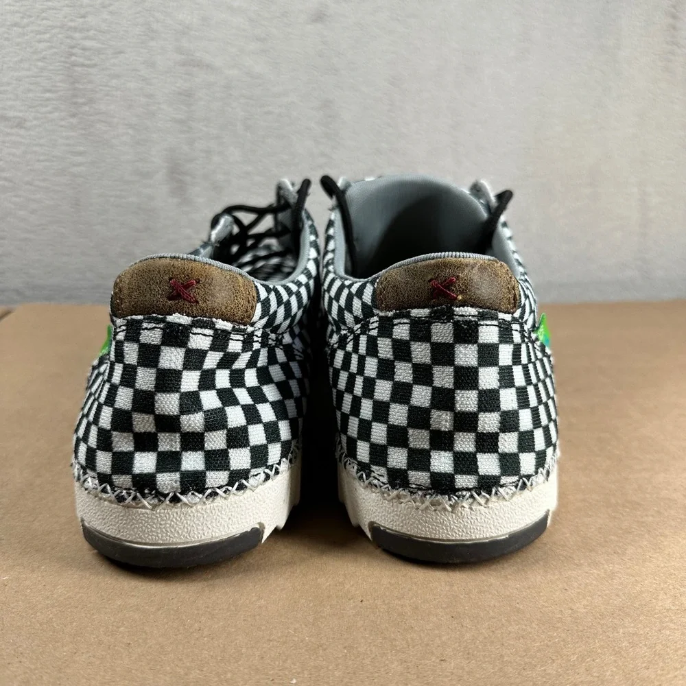 Twisted X Zero-X Boat Shoes Mens 11 Black White Checkerboard EcoTWX LXP00234